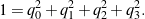 \begin{equation*}1 = q^2_0 + q^2_1 + q^2_2 + q^2_3.\end{equation*}